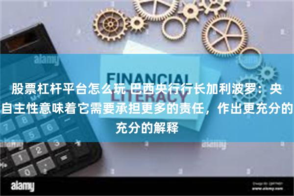股票杠杆平台怎么玩 巴西央行行长加利波罗：央行的自主性意味着它需要承担更多的责任，作出更充分的解释