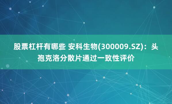 股票杠杆有哪些 安科生物(300009.SZ)：头孢克洛分散片通过一致性评价