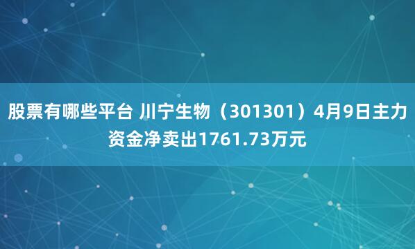 股票有哪些平台 川宁生物（301301）4月9日主力资金净卖出1761.73万元