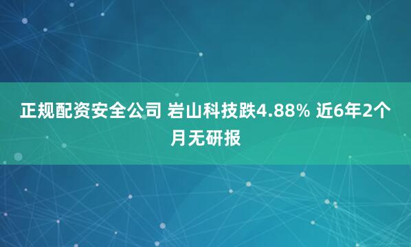 正规配资安全公司 岩山科技跌4.88% 近6年2个月无研报