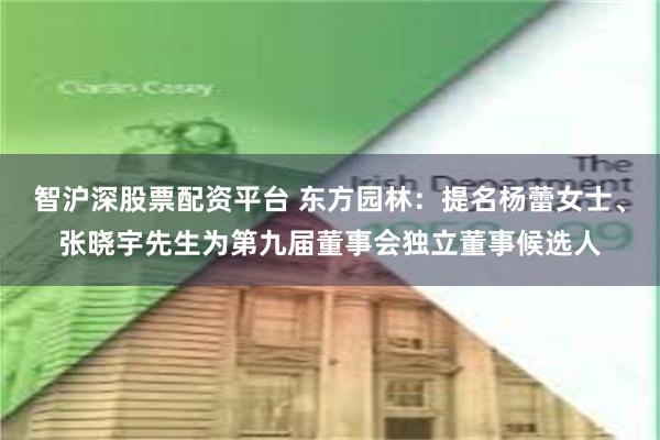 智沪深股票配资平台 东方园林：提名杨蕾女士、张晓宇先生为第九届董事会独立董事候选人