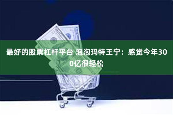 最好的股票杠杆平台 泡泡玛特王宁：感觉今年300亿很轻松